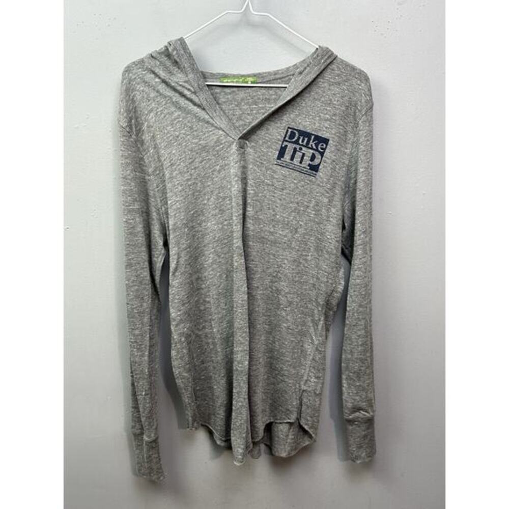 Duke University TIP Hooded Shirt Adult Medium Gray Large Henley Neck Light